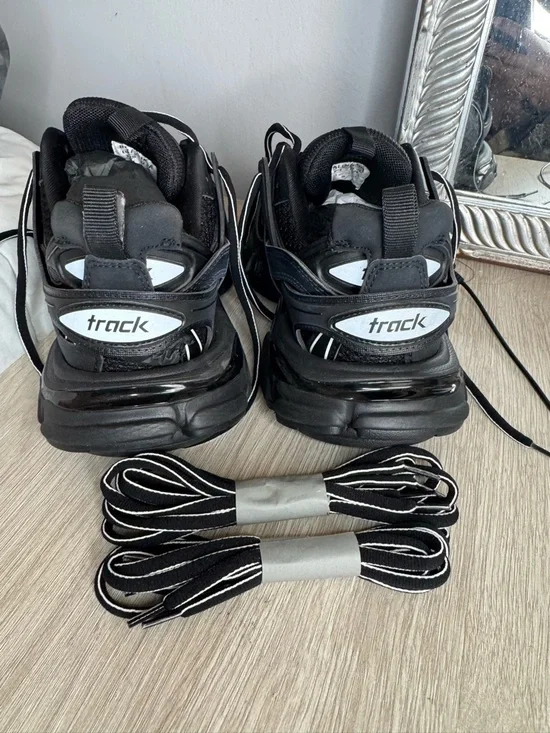 Balenciaga Black Track Sneakers with White-Trim Laces - Picture 5 of 5